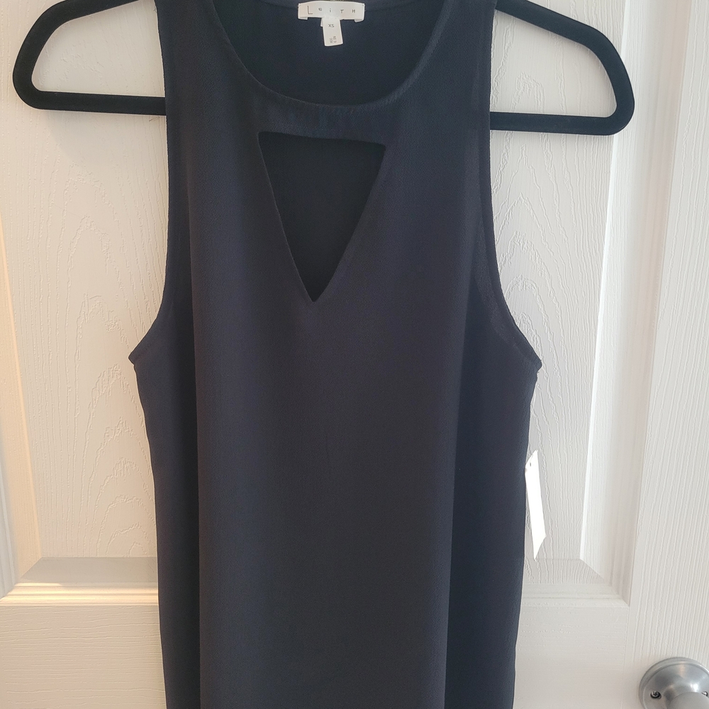 Leith Midnight Black Sleeveless Cutout Top